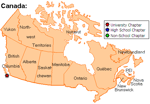 Canada Map Showing IDEA Club Chapter Locations